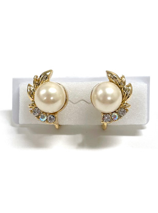 パールカットガラスリーフイヤリング の画像1