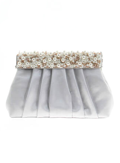 2WAYパール付きサテンクラッチバッグ の画像1